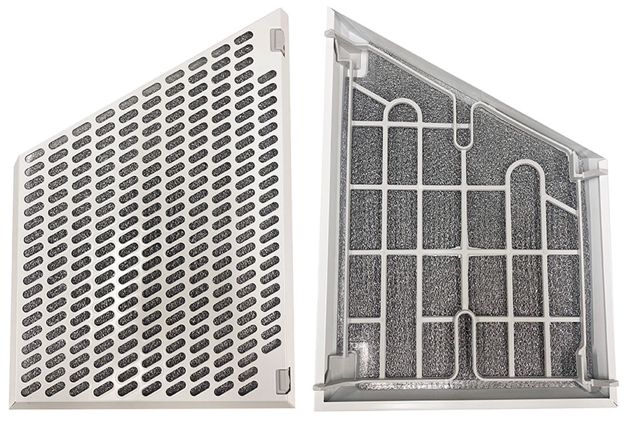 hvid ramme med stålfilter
