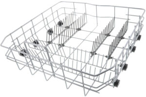 nederste trådkurv med hjul og fleksible tallerkenrækker