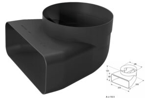 adapter 90° bøj Ø150mm flad til rund